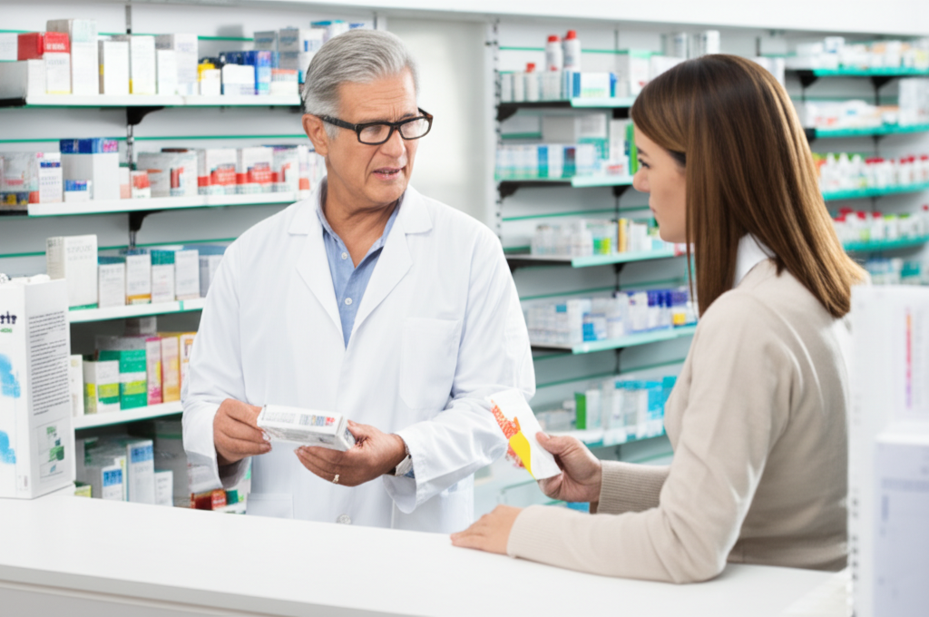 Pharmacist helping a customer